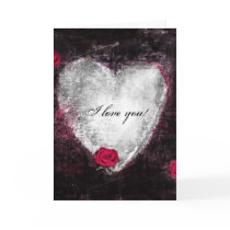 Corazón y rosas negros elegantes "te amo " tarjetas