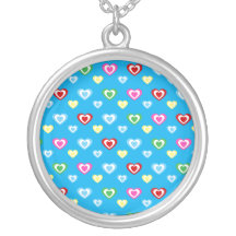 Corazones azules del arco iris collar personalizado