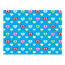 Corazones azules del arco iris postal