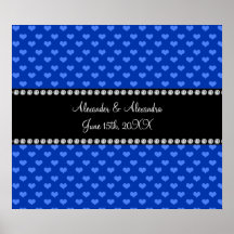 Corazones azules que casan favores impresiones