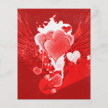 Corazones cons alas y el aviador de la tarjeta del tarjetones