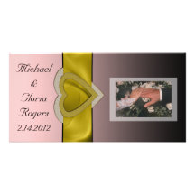 Corazones de Bling del oro Tarjetas Fotográficas