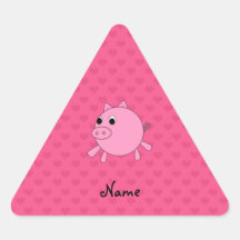 Corazones de cerdo rosados conocidos personalizado calcomania trianguloada