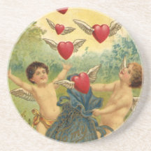 Corazones de los Cupids del el día de San Valentín Posavasos Diseño