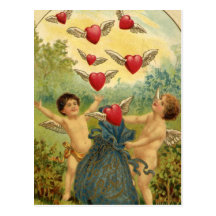 Corazones de los Cupids del el día de San Valentín Postal