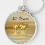 Corazones de oro del aniversario llavero personalizado