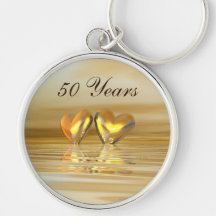 Corazones de oro del aniversario llavero personalizado
