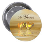 Corazones de oro del aniversario pins