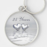 Corazones de plata del aniversario llaveros