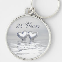 Corazones de plata del aniversario llaveros