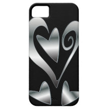 Corazones de plata impresos del efecto en negro iPhone 5 Case-Mate carcasa