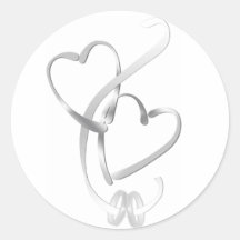 Corazones de plata que casan a los pegatinas