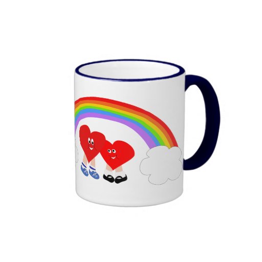 Corazones debajo del arco iris tazas de café