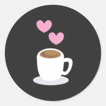 Corazones del amor del café en negro pegatina