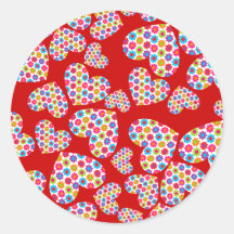 Corazones del flower power pegatinas redondas