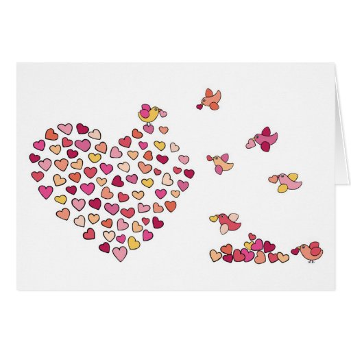 Corazones del n de los pájaros tarjetas
