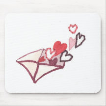 Corazones del sobre del amor tapete de ratón