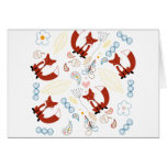 Corazones dibujados mano linda del Fox en rosa azu tarjetas