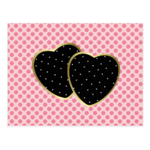 Corazones dobles del negro y del oro postales