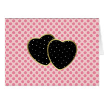 Corazones dobles del negro y del oro tarjeta