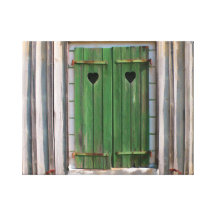 Corazones en los obturadores verdes, Francia Lona Envuelta Para Galerias