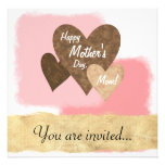 Corazones felices Brown del día de madre tres Comunicados Personalizados