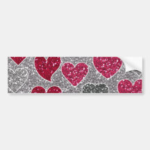 Corazones felices de Bling del amor del brillo del Etiqueta De Parachoque