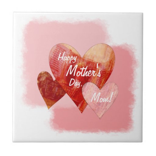 Corazones felices del día de madre tres texturizad teja