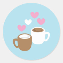 Corazones lindos del amor del café y del chocolate pegatinas  