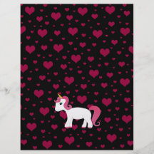 Corazones lindos del rosa del negro del unicornio tarjetón