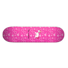 Corazones lindos del rosa del unicornio tabla de skate