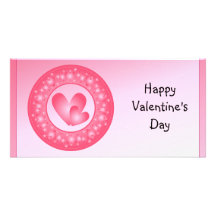Corazones lindos del rosa y blancos tarjeta personal con foto