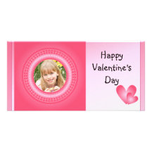 Corazones lindos del rosa y blancos tarjeta fotografica personalizada