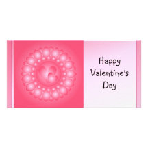 Corazones lindos del rosa y blancos tarjeta fotografica personalizada