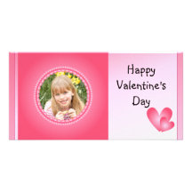 Corazones lindos del rosa y blancos tarjeta personal con foto