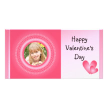 Corazones lindos del rosa y blancos tarjeta fotografica personalizada