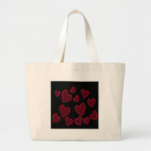 corazones negros y rojos bolsa de mano