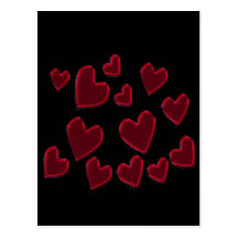 corazones negros y rojos postal