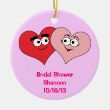 Corazones nupciales conmemorativos de la ducha en  adornos de navidad