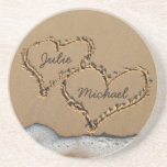 Corazones personalizados en los prácticos de costa posavasos personalizados