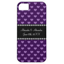Corazones púrpuras que casan favores iPhone 5 Case-Mate fundas