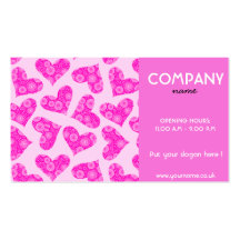 Corazones rosados con la tarjeta de las flores tarjeta de visita