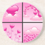Corazones rosados de Girlie del amor Posavasos Cerveza