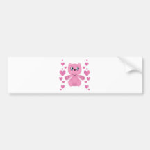 corazones rosados del oso de peluche de la tarjeta pegatina de parachoque