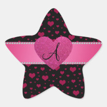 Corazones rosados negros del monograma colcomanias forma de estrellas