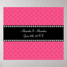 Corazones rosados que casan favores impresiones