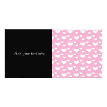 Corazones rosados y blancos lindos con las alas tarjeta personal