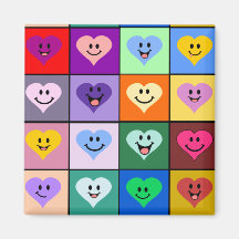 Corazones sonrientes multicolores iman