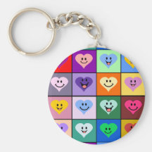 Corazones sonrientes multicolores llavero personalizado