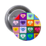 Corazones sonrientes multicolores pins